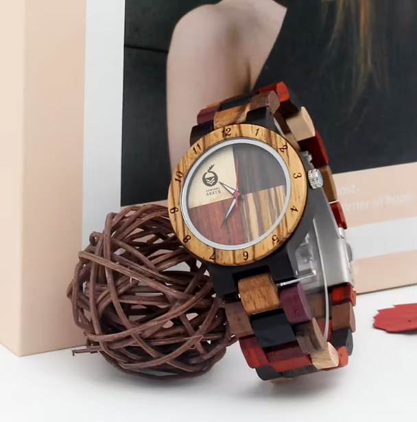 Multicolor wooden strap and a vibrant four-color dial, creating a look that’s both elegant and effortlessly eye-catching. Perfect for women who appreciate artistry, individuality, and timeless natural beauty.