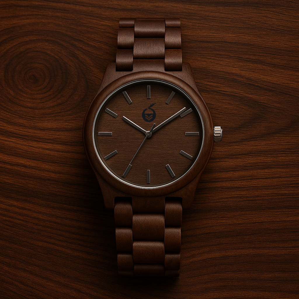 Men's Natural Walnut Wood Quartz Watch - Strap, Analog Quartz Movement with Brown Dial & Black Hands, High Quality (30m) - Casual & Formal Watch for Casual Attire