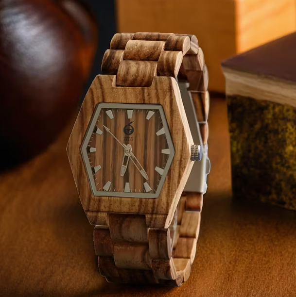 Women's Elegant Wooden Quartz Watch with Wooden Strap - Vintage Style Square Face Brown Wood Dial & Clear Bezel, Natural Wood Grain Texture, Durable Quartz Movement, Comfortable Wristwatch for Everyday